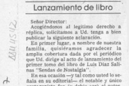 Lanzamiento de libro  [artículo] Bernardita Cárdenas Arancibia [y] Fernando de Laire.