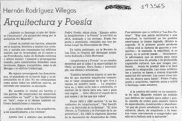 Arquitectura y poesía  [artículo] Hernán Rodríguez Villegas.