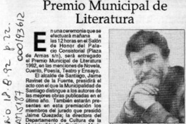 Premio Municipal de literatura  [artículo].