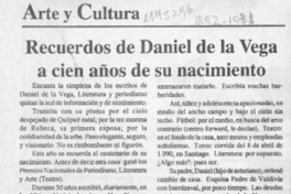 Recuerdos de Daniel de la Vega a cien años de su nacimiento  [artículo].