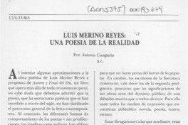 Luis Merino Reyes, una poesía de la realidad  [artículo] Antonio Campaña.