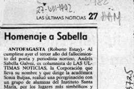 Homenaje a Sabella  [artículo] Roberto Estay.