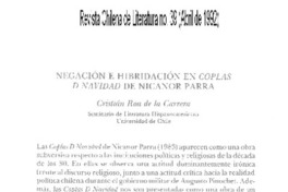 Negación e hibridación en Coplas D Navidad de Nicanor Parra