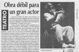 Obra débil para un gran actor  [artículo] Carlos Mella.