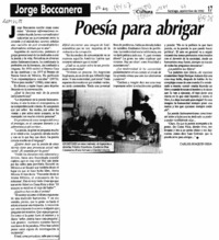 Poesía para abrigar  [artículo] Carlos Joaquín Ossa.