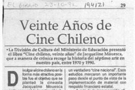 Veinte años de cine chileno  [artículo].