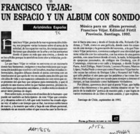Francisco Véjar, un espacio y un album con sonido  [artículo] Aristóteles España.