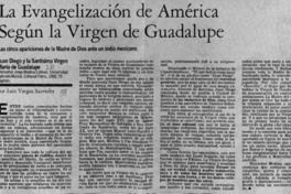 La Evangelización de América según la Virgen de Guadalupe  [artículo] Luis Vargas Saavedra.