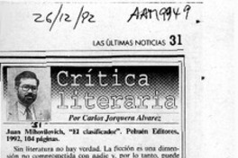 Juan Mihovilovic, "El clasificador"  [artículo] Carlos Jorquera Alvarez.