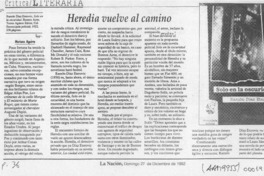 Heredia vuelve al camino  [artículo] Mariano Aguirre.