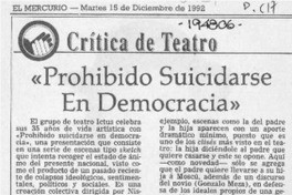"Prohibido suicidarse en democracia"  [artículo] Carola Oyarzún L.