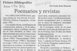 Poemarios y revistas  [artículo] Carlos René Ibacache.