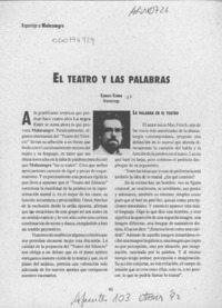 El teatro y las palabras  [artículo] Carlos Cerda.