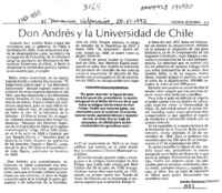 Don Andrés y la Universidad de Chile  [artículo] Adolfo Simpson T.