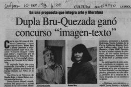 Dupla Bru-Quezada ganó concurso "imagen-texto"  [artículo].