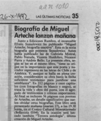 Biografía de Miguel Arteche lanzan mañana  [artículo].