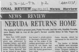 Neruda Returns home  [artículo].