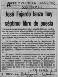 José Fajardo lanza hoy séptimo libro de poesía  [artículo].