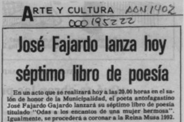 José Fajardo lanza hoy séptimo libro de poesía  [artículo].