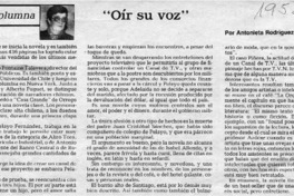 "Oír su voz"  [artículo] Antonieta Rodríguez París.