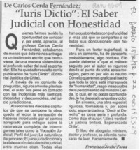 "Iuris dictio", el saber judicial con honestidad  [artículo] Francisco Javier Feres.