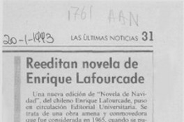 Reeditan novela de Enrique Lafourcade  [artículo].