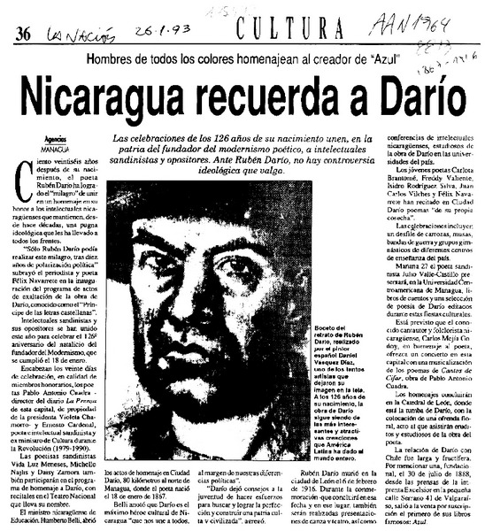 Nicaragua recuerda a Darío  [artículo].