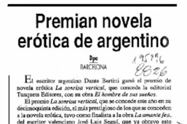 Premian novela erótica de argentino  [artículo].