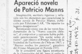 Apareció novela de Patricio Manns