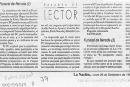 Funeral de Neruda (1)  [artículo] Eugenio Ahumada.