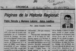 Pablo Neruda y Mariano Latorre, datos inéditos  [artículo] Jaime González Colville.