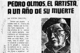 Pedro Olmos, el artista, a un año de su muerte  [artículo] Azucena Caballero.
