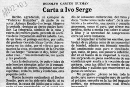 Carta a Ivo Serge  [artículo] Rodolfo Garcés Guzmán.
