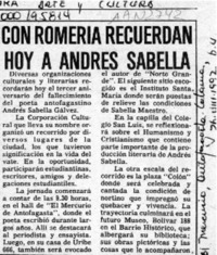 Con romería recuerdan hoy a Andrés Sabella  [artículo].