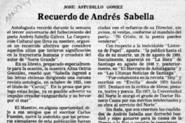 Recuerdo de Andrés Sabella  [artículo] José Astudillo Gómez.
