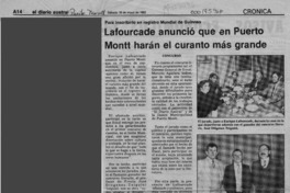 Lafourcade anunció que en Puerto Montt harán el curanto más grande  [artículo].