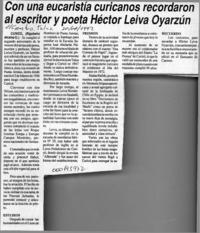 Con una eucaristía curicanos recordaron al escritor y poeta Héctor Leiva Oyarzún  [artículo].
