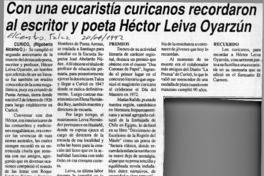 Con una eucaristía curicanos recordaron al escritor y poeta Héctor Leiva Oyarzún  [artículo].