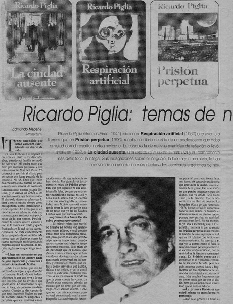 Ricardo Piglia, temas de novela