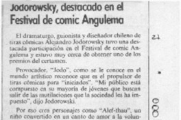 Jodorowsky, destacado en el festival de comic Angulema  [artículo].