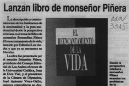 Lanzan libro de monseñor Piñera  [artículo].