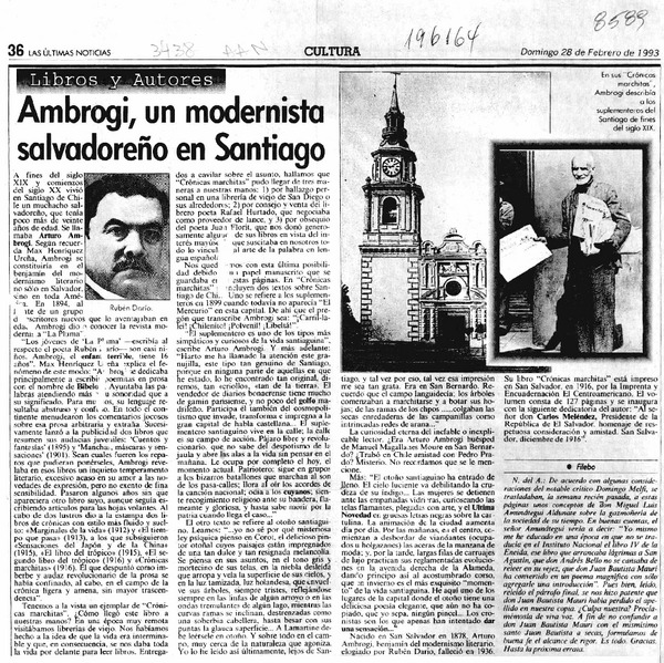 Ambrogi, un modernista salvadoreño en Santiago  [artículo] Filebo.