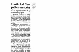 Camilo José Cela publica memorias  [artículo].