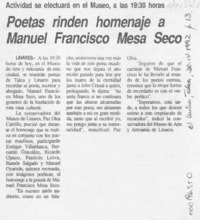 Poetas rinden homenaje a Manuel Francisco Mesa Seco  [artículo].