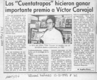 Los "Cuentatrapos" hicieros ganar importante premio a Víctor Carvajal  [artículo] Angélica Rivera.
