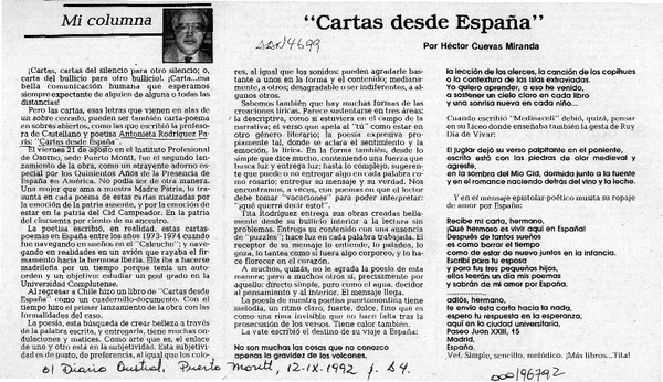 "Cartas sobre España"  [artículo] Héctor Cuevas Miranda.
