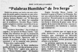 "Palabras humildes" de Ivo Serge  [artículo] José Astudillo Gómez.