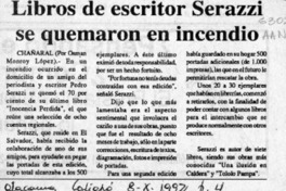 Libros de escritor Serazzi se quemaron en incendio  [artículo] Omar Monroy López.