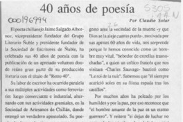 40 años de poesía  [artículo] Claudio Solar.