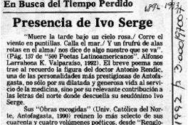 Presencia de Ivo Serge  [artículo] Pedro Mardones Barrientos.